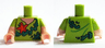 Torso V-Neck T-Shirt with Orange Starfish and Green Seaweed Pattern (Shaggy) / Light Nougat Arms with Molded Lime Short Sleeves Pattern / Light Nougat Hands