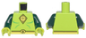 Torso Muscles Outline with Yellow Kite Diamond Shape Logo and Belt Pattern / Dark Green Arms / Lime Hands