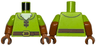 Torso Shirt with Reddish Brown Belt with Yellow Buckle, White Beard Pattern / Dark Orange Arms with Molded Lime Sleeves Pattern / Dark Orange Hands