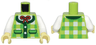 Torso Bright Green and White Plaid Vest with Dark Green Pockets and Trim, White Buttons and Shirt, and Red Bow Pattern / White Arms / Bright Light Yellow Hands