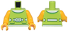 Torso Dress Top with 2 Bright Green and Dark Green Pockets, Round White Collar and Belt with Buckle Pattern / Bright Light Orange Arms / Bright Light Orange Hands