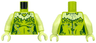 Torso Female Strapless Top, Yellowish Green Neck, Dark Green Ivy Leaves and Sand Blue Vines Pattern / Yellowish Green Arms / Yellowish Green Hands