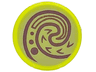 Tile, Round 1 x 1 with Dark Brown Koru Spiral Symbol on Olive Green Background Pattern (Moana Heart of Te Fiti)