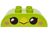 Duplo, Brick 2 x 4 Slope Curved Double with Dark Brown Eyes, Yellow Beak and Coral Cheeks Pattern