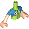Torso Mini Doll Girl Lime and Dark Azure Wetsuit with Seahorse Logo Pattern, Light Nougat Arms with Hands with Dark Azure Sleeves