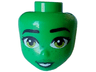 Mini Doll, Head Friends with Black Eyebrows and Eyelashes, Lime Eyes, Green Lips and Freckles, Open Mouth Smile with White Teeth Pattern