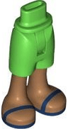 Mini Doll Hips and Shorts with Molded Medium Nougat Legs and Printed Dark Blue Sandals Pattern - Thin Hinge
