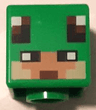 Minifigure, Head, Modified Cube with Pixelated Nougat and Tan Face, Black Eyes and Reddish Brown Mouth Pattern (Minecraft Turtle Skin Warrior)