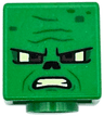 Minifigure, Head, Modified Cube with Bright Light Yellow and Reddish Brown Eyes, Black Nose, Green Spots and Wrinkles, Angry Open Mouth with Teeth Pattern