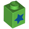 Brick 1 x 1 with Blue Star Pattern