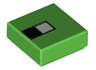 Tile 1 x 1 with White Square on Black Rectangle Pattern (Minecraft Turtle Pixelated Eye)
