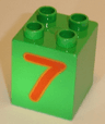 Duplo, Brick 2 x 2 x 2 with Number 7 Red Pattern