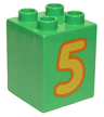 Duplo, Brick 2 x 2 x 2 with Number 5 Yellow Pattern
