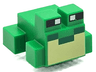 Minecraft Frog with Black and White Eyes, Green Mouth, Bright Light Yellow Vocal Sac Pattern