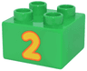 Duplo, Brick 2 x 2 with Yellow Number 2 with Orange Outline Pattern