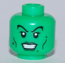 Minifigure, Head Female Dark Green Lips and Warts, Black Cheek Lines and Eyelashes Pattern