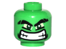 Minifigure, Head Alien with Black Thick Eyebrows, Yellow Eyes and Wide Grin with Teeth Pattern