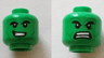 Minifigure, Head Dual Sided Black Thick Eyebrows, Green Cheek Lines and Stubble, Open Mouth Smile with Teeth / Angry with Bared Teeth Pattern
