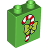 Duplo, Brick 1 x 2 x 2 with Candy Cane Pattern