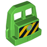 Duplo, Train Locomotive Front with Silver Headlight on Black and Yellow Danger Stripes Pattern