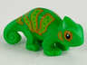 Chameleon with Lime and Orange Stripes Pattern