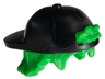 Minifigure, Hair Combo, Hair with Hat, Short Tousled Hair with Molded Black Cap, Short Curved Bill Pattern