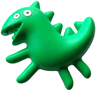 Duplo Cuddly Toy Dinosaur with Tube on Back with Black and White Eyes with Green Outlines Pattern