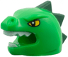 Minifigure, Headgear Head Cover, Costume Lizard with Yellow Eyes, White Teeth, and Dark Green Horns Pattern
