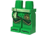 Hips and Legs with Yellowish Green Sash, Ninjago Logogram Letter L in Circle, Dark Green Robe Ends with Gold Trim, Knee Pads and Toes Pattern