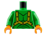 Torso Alien Dark Green Muscles Outline, Bright Light Orange and Yellow Harness Straps Pattern / Bright Green Arms / Orange Hands