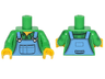 Torso Medium Blue Overalls over Plaid Shirt with Buttons and Collar Pattern / Bright Green Arms with Green Plaid Pattern / Yellow Hands