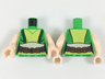 Torso Female Top with Black Stripes, Yellow Front Panel, Light Nougat Midriff, Reddish Brown Belt Pattern / Light Nougat Arms / Light Nougat Hands
