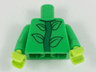 Torso Plant Costume Shirt with Leaves on Green Stem Pattern / Bright Green Arms / Lime Hands