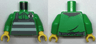 Torso Button Up Shirt, Apron with Prison Stripes Pattern / Bright Green Arms / Yellow Hands