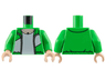 Torso Open Jacket with White Wide Diagonal Stripe, Silver Zipper, T-Shirt, Light Nougat Neck Pattern / Bright Green Arms / Light Nougat Hands
