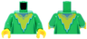 Torso Female Super Hero Costume with Yellow Jagged Panel, Medium Azure Trim and Metallic Light Blue Neck Pattern / Bright Green Arms / Yellow Hands