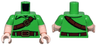 Torso Tunic, Reddish Brown Strap and Dark Red Belt with Gold Buckles Pattern / Light Nougat Arms with Molded Bright Green Short Sleeves Pattern / Light Nougat Hands