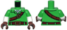 Torso Tunic, Reddish Brown Strap and Dark Red Belt with Gold Buckles, White Shirt Pattern / White Arms with Molded Bright Green Short Sleeves Pattern / Reddish Brown Hands