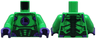 Torso Armor Panels with Dark Green Trim and Dark Purple Capital Letter L on Black Circle, Mechanical Spine on Back Pattern / Bright Green Arms / Dark Purple Hands