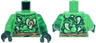 Torso Dark Tan Tattered Belt, Gold Heart, Dark Green Skin Wrinkles, Yellowish Green Barbs Pattern / Trans-Green Arm Left / Bright Green Arm Right / Dark Green Hands