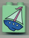 Duplo, Brick 1 x 2 x 2 with Sailboat Pattern