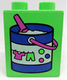 Duplo, Brick 1 x 2 x 2 with Laundry Pail with Clothes and Pink Scoop Pattern
