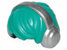 Minifigure, Hair Short Tousled with Silver Headphones / Earmuffs Pattern
