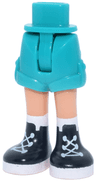 Mini Doll Hips and Shorts Folded Hem with Molded Nougat Legs and Printed Black Boots with White Laces, Soles and Socks Pattern - Thin Hinge