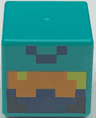 Minifigure, Head, Modified Cube with Pixelated Orange, Dark Blue and Black Face with Yellow Eyes Pattern (Minecraft Nether Adventurer)