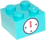 Brick 2 x 2 with Timer Black Circle and Indicators with Red Hand on White Background Pattern