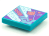 Tile 2 x 2 with BeatBit Album Cover - Metallic Light Blue Stars and Cat Head Microphone Pattern