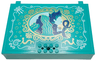 Container, Book Cover Half, 16 x 12 x 2 2/3 with Lock Compartment (Storybook Adventures) with Ariel, Ursula, Gold and White Shells and Trim Pattern