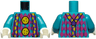 Torso Magenta Argyle Sweater, 2 Yellow Pom Poms and Dark Purple Suspenders with Yellow Semicircles Pattern / Dark Turquoise Arms / White Hands