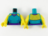 Torso Female Outline Dress, Yellow Shoulders, Dark Purple Collar and Belt, Silver and Dark Purple Dots Pattern / Yellow Arms / Yellow Hands